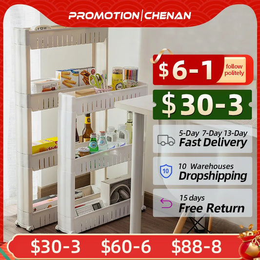 Mobile Storage Shelf Interspace Gap Shelf Kitchen Storage Shelf Bathroom Storage Rack Fridge Side Seam Finishing Rack