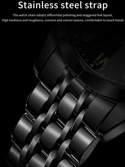 OLEVS Watch for Men Luxury Brand Black Steel Strap 3ATM Waterproof Date Luminous Quartz Men's Watches Reloj Hombre