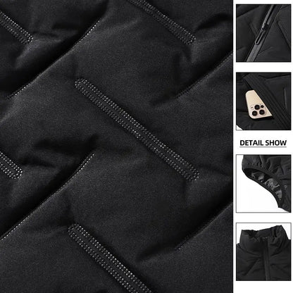 2023 Winter Warm Men's Jacket Sleeveless Zipper Vest Solid Color Casual Vests Cotton-Padded Thickened Stand Collar Wear Outside