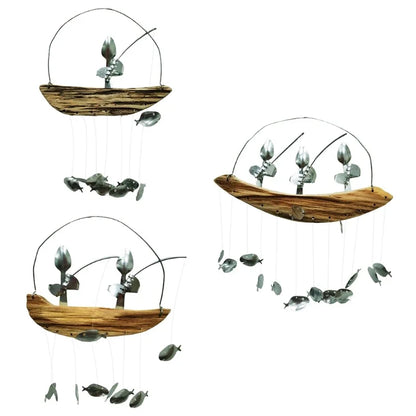 Angeln Mann Wind Chime Löffel Fisch Skulpturen Windchime Indoor Outdoor Home Garten Dekoration Hängen Ornament Geschenke