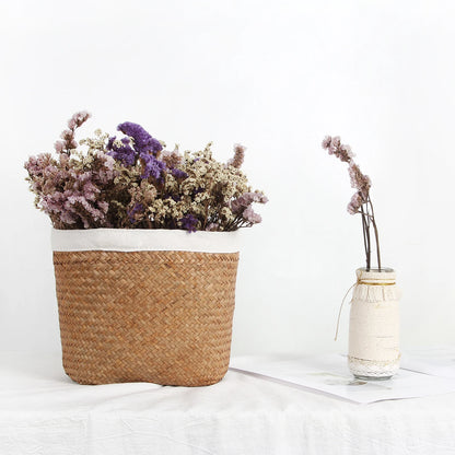 Seegras gewebte Blume getrocknete Blume Korb Wohnzimmer Dekoration Blume Aufbewahrung skorb Wäsche korb Desktop Aufbewahrung skorb