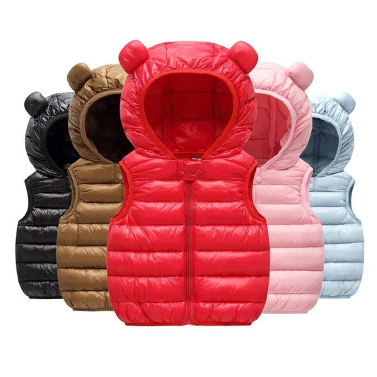 Autumn Children Warm Down Vest Baby Cotton Waistcoat Kids Outerwear Vest Children Clothing Boys Girls Hooded Jackets Vest