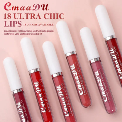 1Pcs Matte Velvet Liquid Lipsticks Glaze Waterproof Long Lasting Nude Lip Gloss Makeup Nonstick Cup Sexy Red Lip Tint Cosmetics