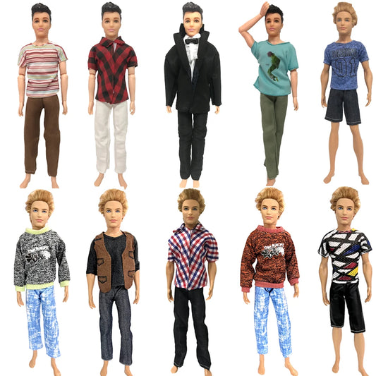 NK Mix Prince Ken Doll Clothes Fashion Suit Cool Outfit For Barbie Boy KEN Doll Accessories Presents Baby  Gift  DIY Toys  JJ
