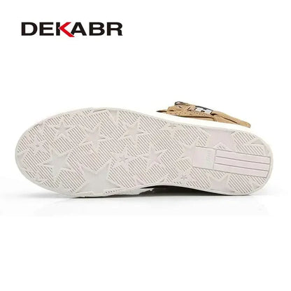 DEKABR Men Shoes Fashion Warm Fur Winter Men Boots Autumn Leather Footwear New Comfortable Canvas Casual Shoes For Men