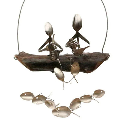 Angeln Mann Wind Chime Löffel Fisch Skulpturen Windchime Indoor Outdoor Home Garten Dekoration Hängen Ornament Geschenke