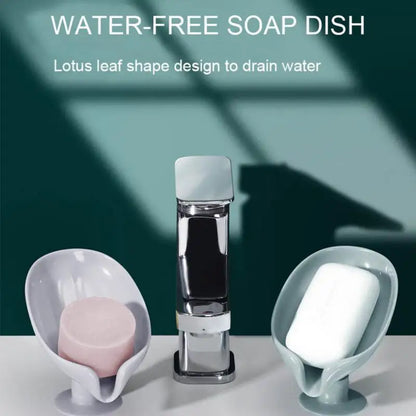 Portable Leaf Shape Soap Dish Creative Sucker Soap Storage Tray Drain Soap Box Punch Free Sponge Storage Rack Kitchen Bathroom