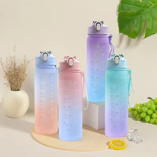 900ML Portable Water Bottle Motivational Sports Water bottle with Time Marker Leak-proof Cup for Outdoor Sport Fitness BPA Free
