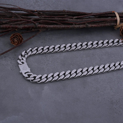 Hip Hop Cuban Chain Cast Men's Necklace Stainless Steel Fine Polished Chain Four Sides Cut Boyfriend Couple Gift Wholesale