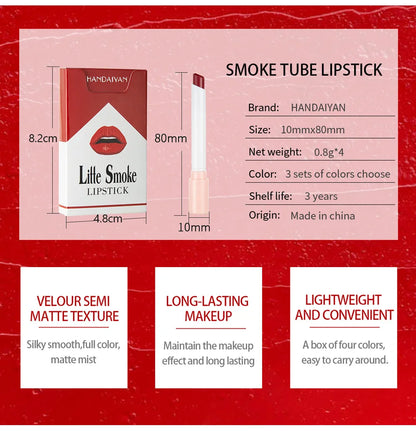 4Pcs Sexy Lipstick Set Long Lasting Velvet Matte Lipstick Lip Makeup Non-stick Cup Waterproof Nude KoreanCosmetic Beauty Make Up