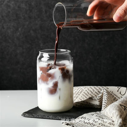 550ml/400ml Glass Cup With Lid and Straw Transparent Bubble Tea Cup Juice Glass Beer Can Milk Mocha Cups Breakfast Mug Drinkware