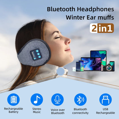 Wireless Headband Headphones Muffs, Earphone Warmer Earmuffs, Bluetooth Ear Warmer Music Men's Women Winter Thick Casual Cap