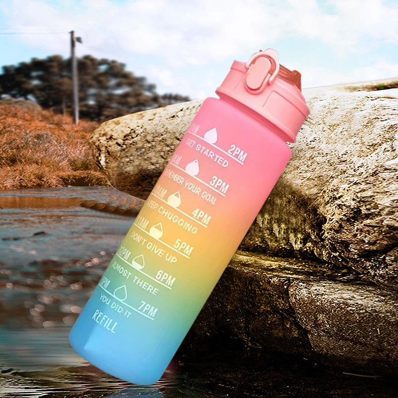 900ML Portable Water Bottle Motivational Sports Water bottle with Time Marker Leak-proof Cup for Outdoor Sport Fitness BPA Free