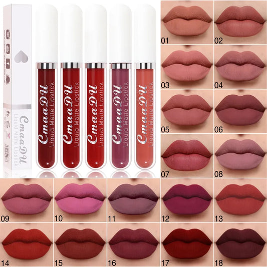 1Pcs Matte Velvet Liquid Lipsticks Glaze Waterproof Long Lasting Nude Lip Gloss Makeup Nonstick Cup Sexy Red Lip Tint Cosmetics