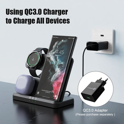 3 in 1 Wireless Charger Stand for Samsung Galaxy S23 S22 21 Ultra S20 30W Fast Charging Dock Station Watch 6 /5 Holder Buds2 Pro