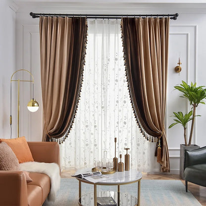 American Light Luxury Style Peacock Green Curtains For Living Room Bedroom Velvet Blackout Curtains Treatment Decoration Custom